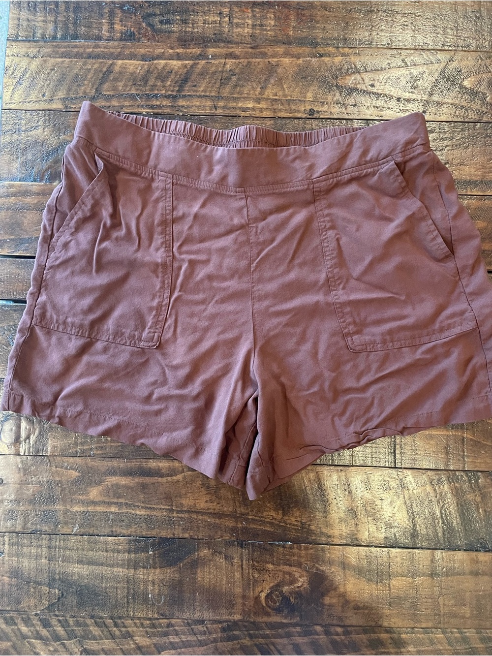 Wildfox Brown Rayon Patch Pocket Shorts (Size Large)